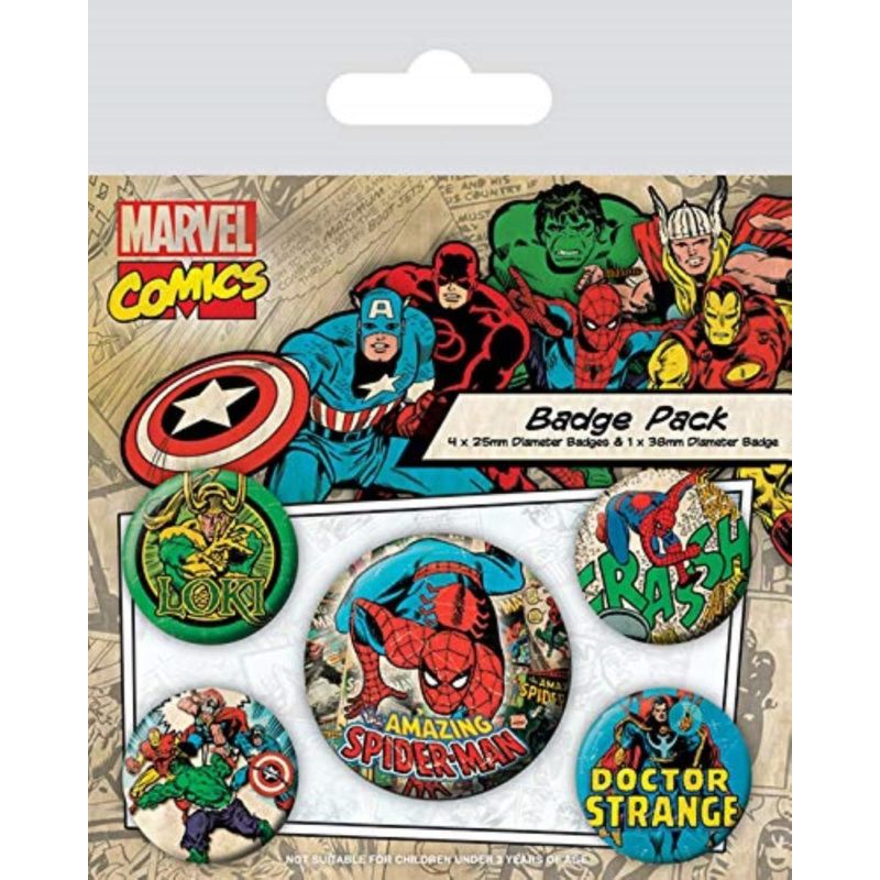 Pyramid International Marvel Retro Spider-Man Badge Pack