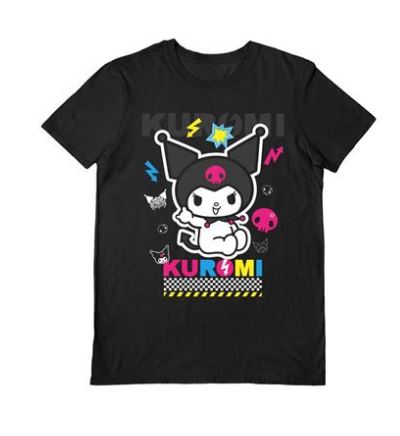 SANRIO KUROMI (CMYK) BLACK UNISEX T-SHIRT (SMALL)