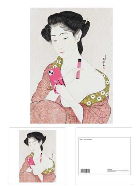 GEISHA (PHONE & VAPE) POSTCARD PRINT A6 (1 CARD SUPPLIED)