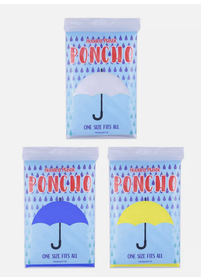 Adult Waterproof Hooded Rain Poncho (1 SUPPLIED)