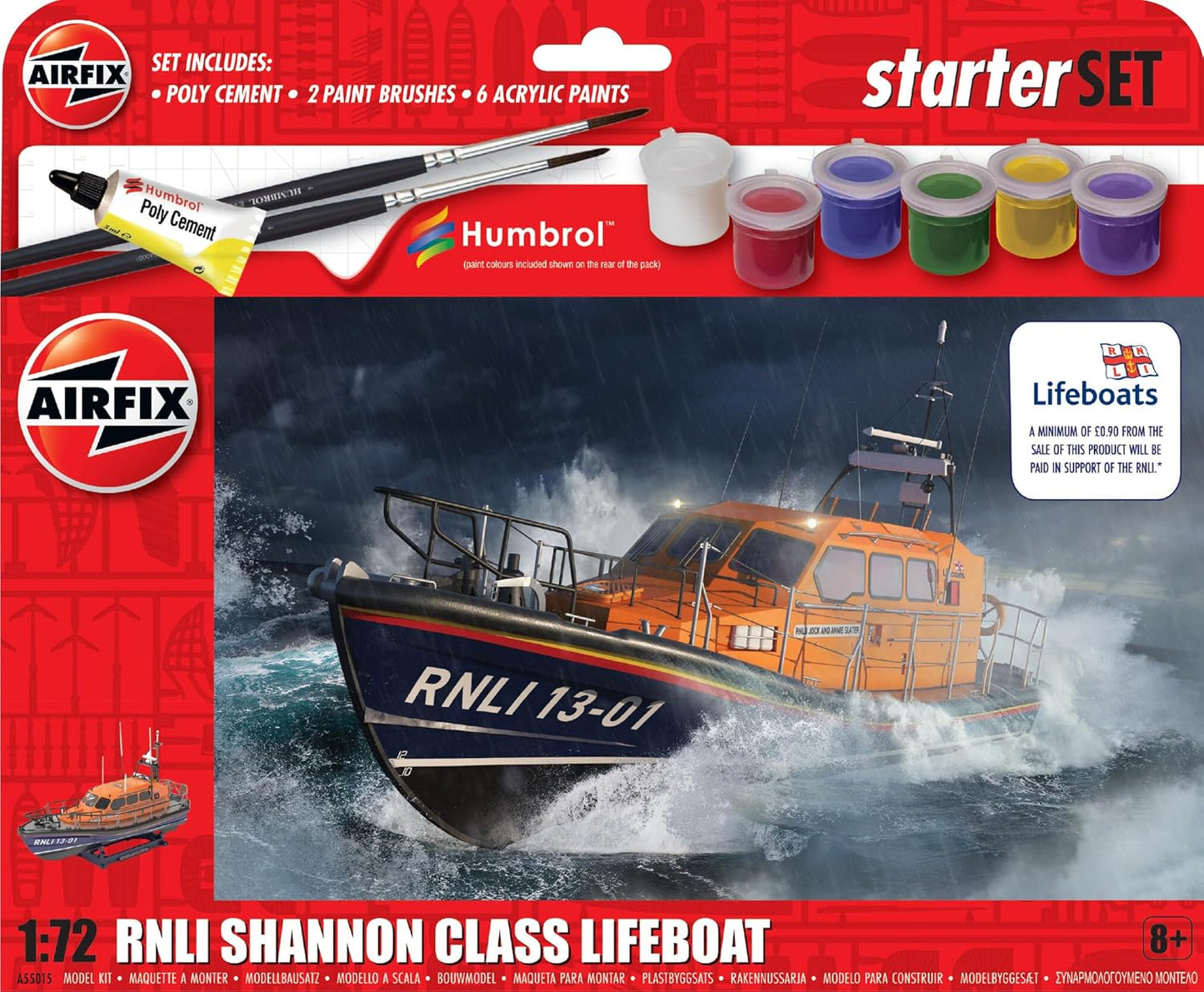 Airfix Starter Set - RNLI Shannon Class Lifeboat Model Building Kit
