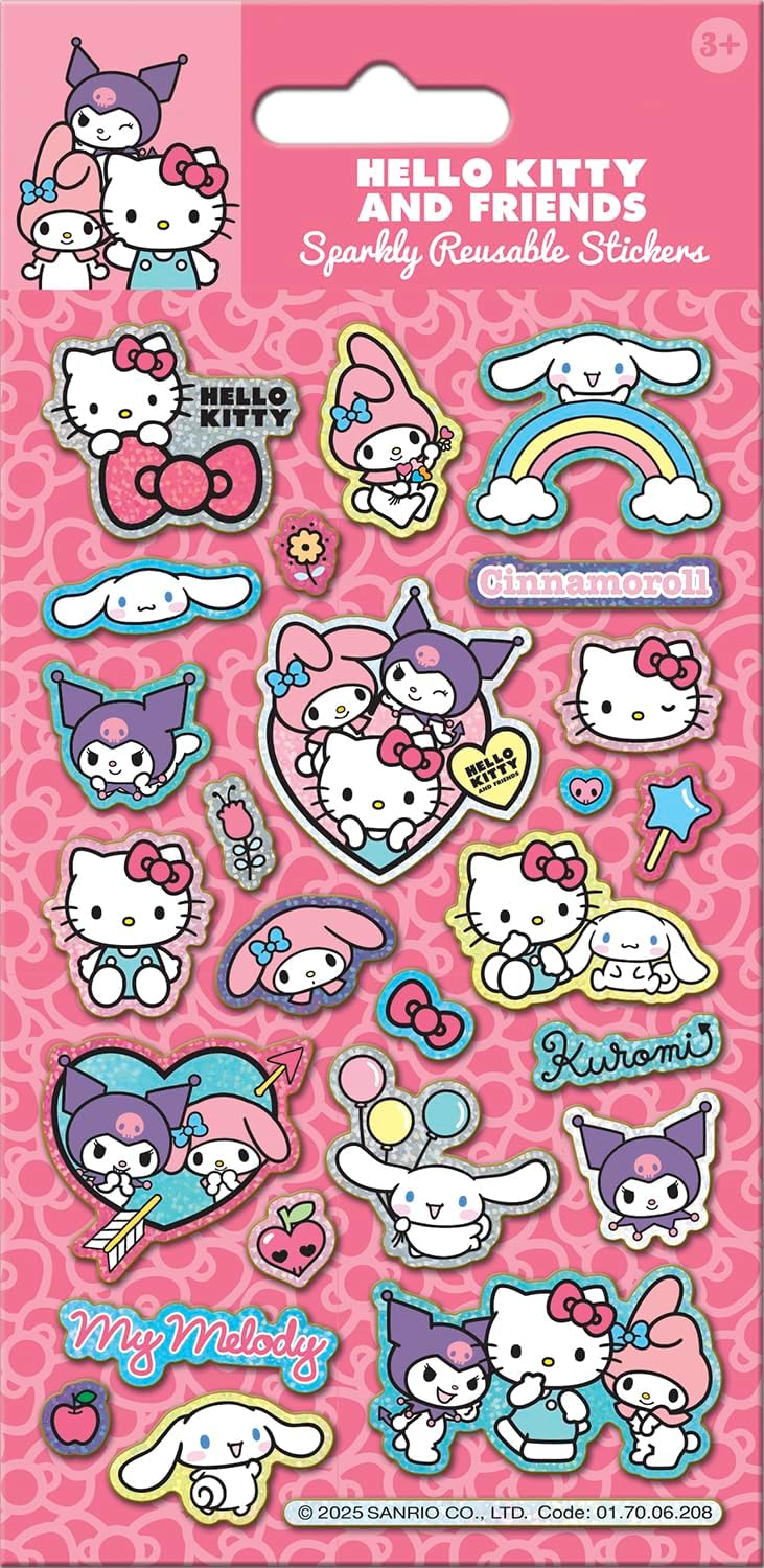 Hello Kitty and Friends Pink Sparkly Reusable Foil Stickers