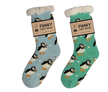 Ladies Sherpa Socks - Puffy Puffin (1 SUPPLIED)