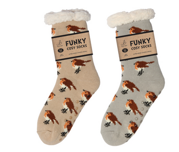 Ladies Sherpa Socks - Garden Robin (1 SUPPLIED)
