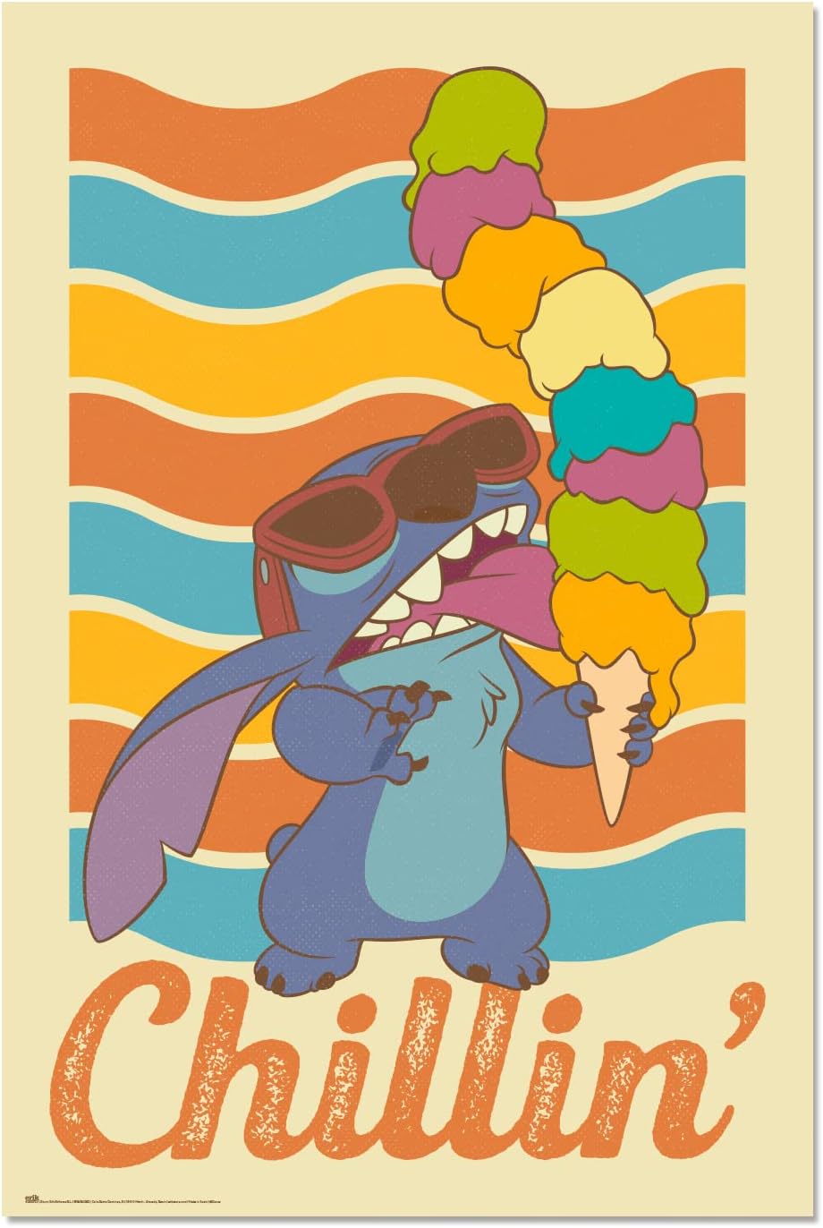 Disney Stitch Chillin Poster - 36 x 24 in / 91.5 x 61 cm, Gifts