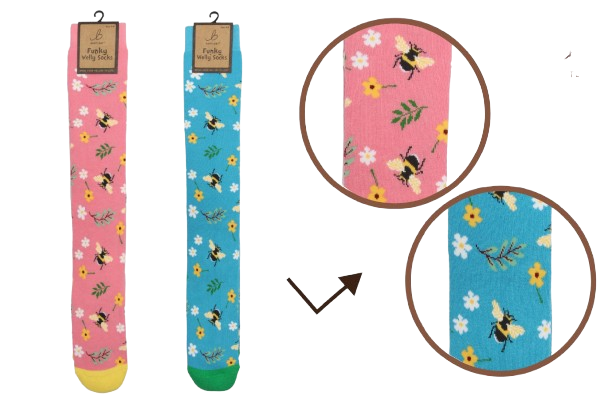 Funky Welly Socks - Floral Bee (1 SUPPLIED)