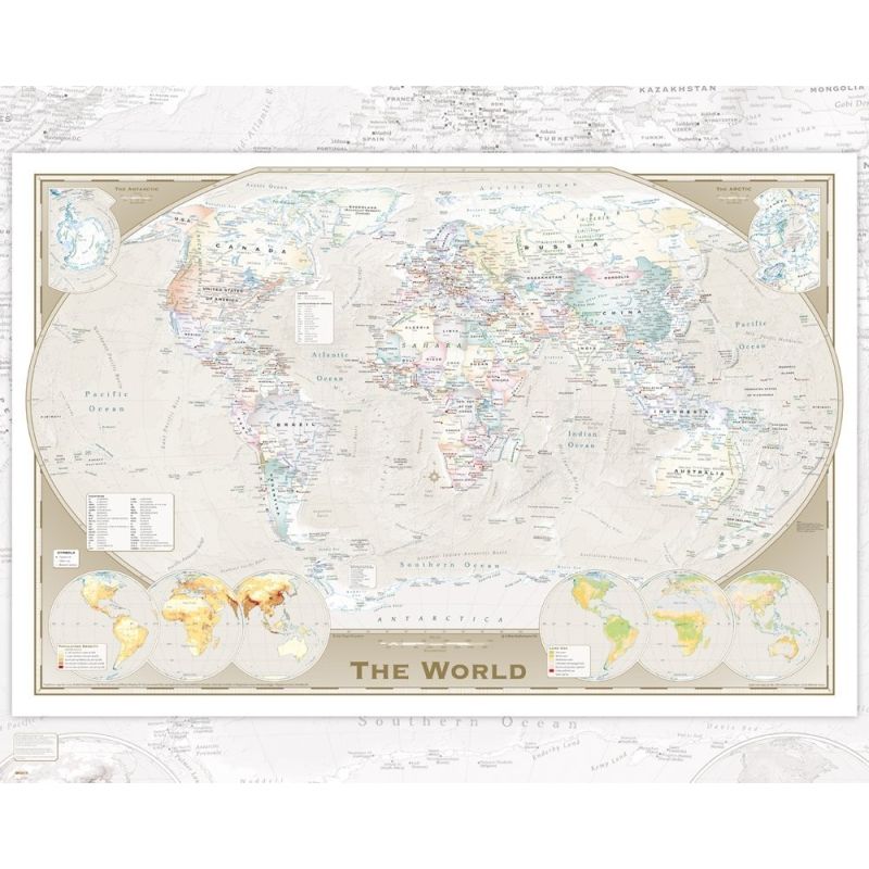 GB eye World Map Tripel Projection Mini Poster, Wood, Multi-Colour, 40 x 50 cm