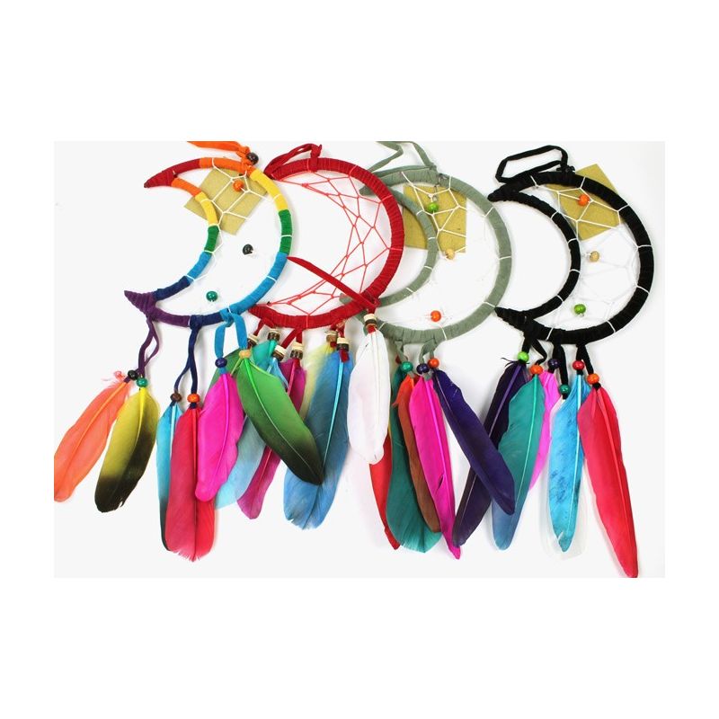 Fairtrade Rainbow Suede Moon Shaped dreamcatcher (1 SUPPLIED)