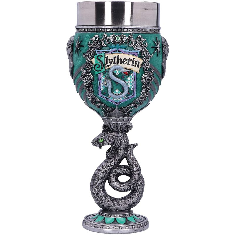 Harry Potter Slytherin Hogwarts House Collectable Goblet, Green Silver, 19.5cm