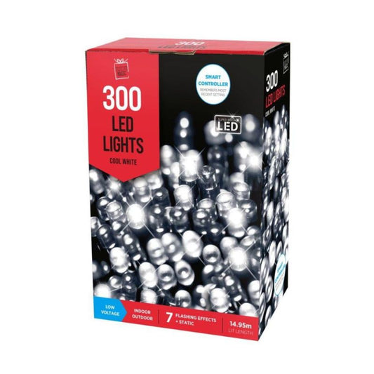 New Festive Magic 300 LED Christmas Lights Cool White 7 Effects Low Voltage