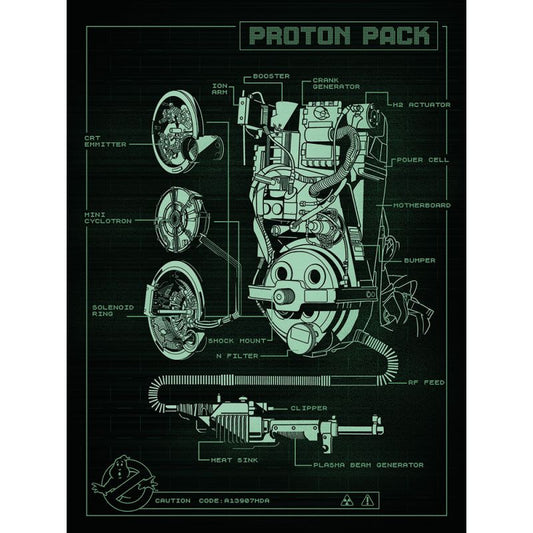 Ghostbusters Afterlife (Proton Pack Technical) Canvas Print 30 x 40cm