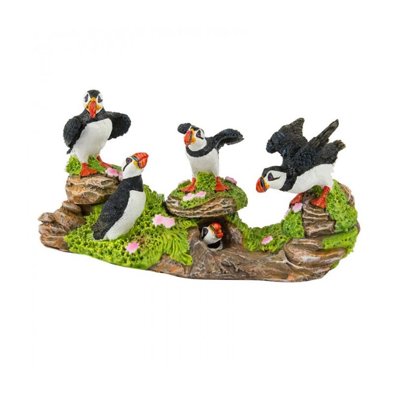 4 Puffins on Rocks Ornament, 14cm