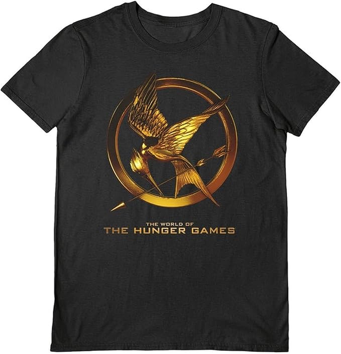 THE HUNGER GAMES (MOCKINJAY) BLACK UNISEX T-SHIRT MEDIUM