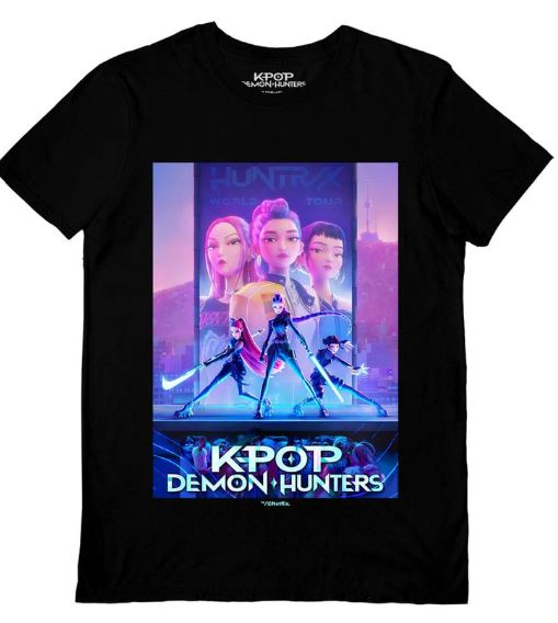 Kpop Demon Hunters Key Art Black T-Shirt (Medium)