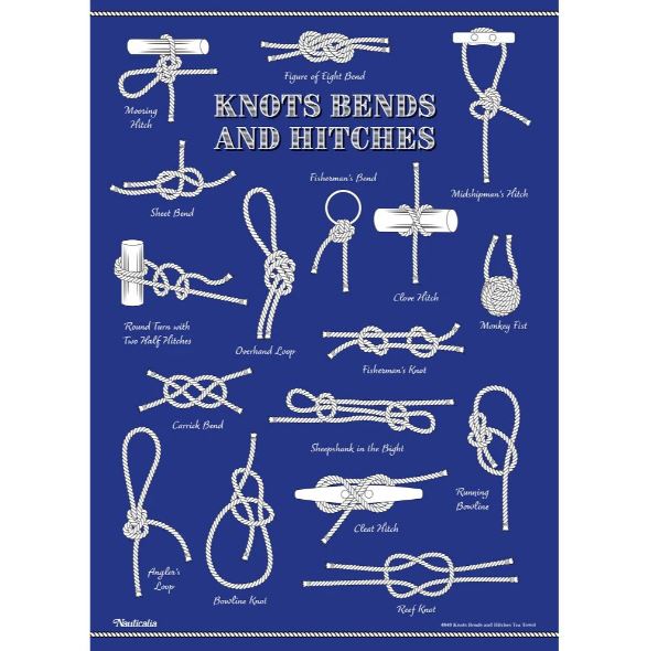 Knots, Bends, and Hitches Tea Towel, 71x51cm