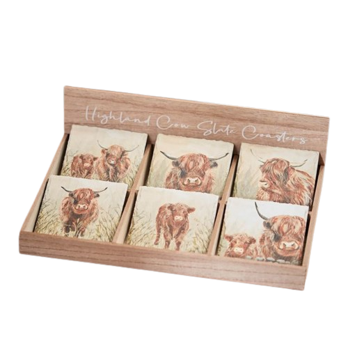SLATE DOUGAL HIGHLAND COW COASTER (1 SUPPLIED)
