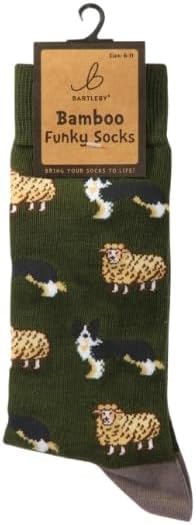 Sheep Dog and Sheep Pattern Bamboo Blend Crew Socks Size 6-11
