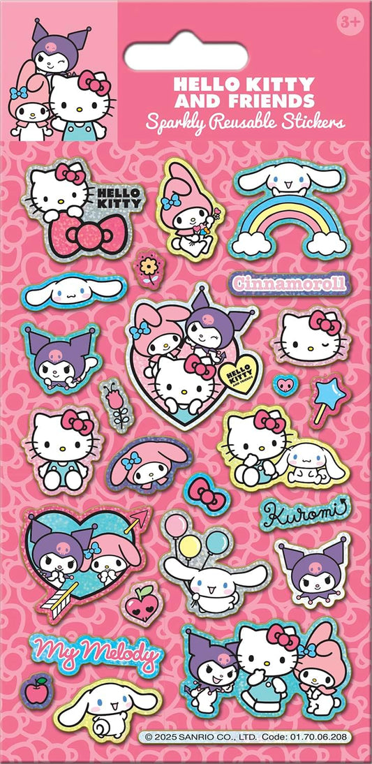 Hello Kitty and Friends Pink Sparkly Reusable Foil Stickers