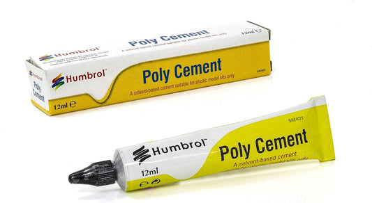 Humbrol 12ml Poly Cement Tube - Clear quick dry plastic glue for model making