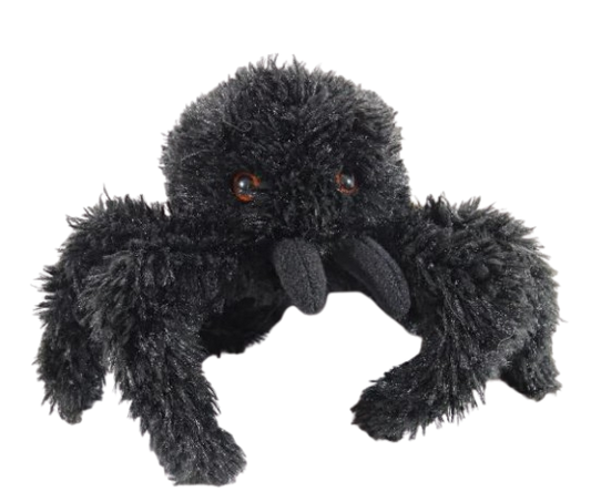 Faithful Friends Black Fluffy Plush Spider