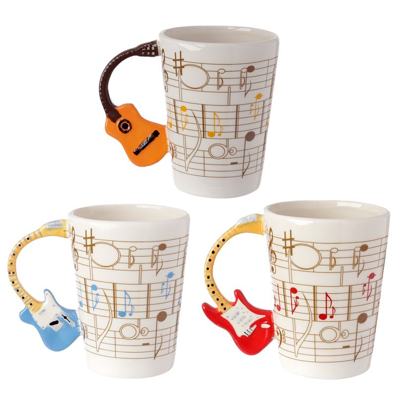 Guitar Mug with Shaped Handle and Sheet Music Design ***1 SUPPLIED***