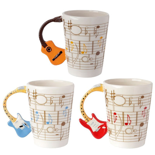 Guitar Mug with Shaped Handle and Sheet Music Design ***1 SUPPLIED***