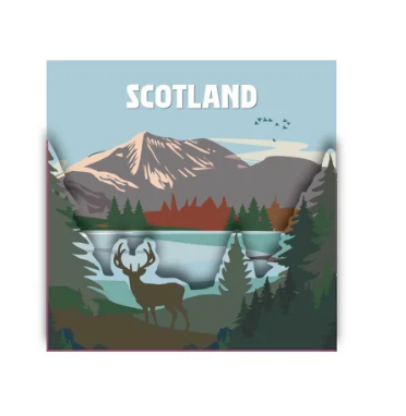 Big Country 3D Magnet - Scotland Stag Landscape