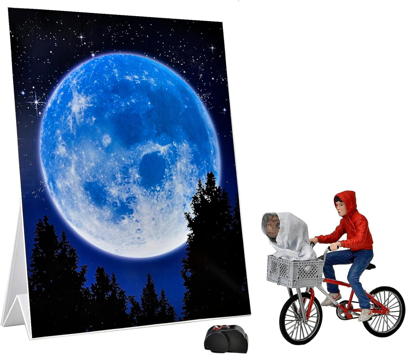 NECA Collectible figure E.T. Extraterrestrial and ELLIOTT with Bicycle and a Moon mini Poster - 40th anniversary