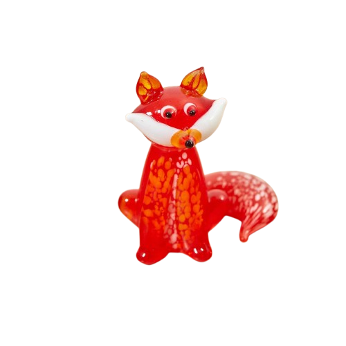 GLASS FOX ORNAMENT - ORANGE - WITH WHITE MARKINGS ON TAIL