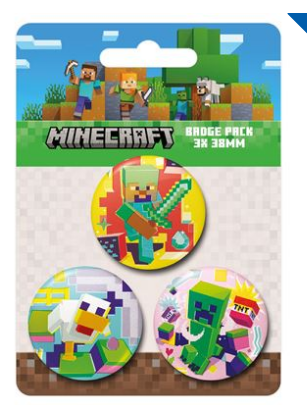 MINECRAFT (CHARACTERS) 3PCS LARGE BADGE PACK
