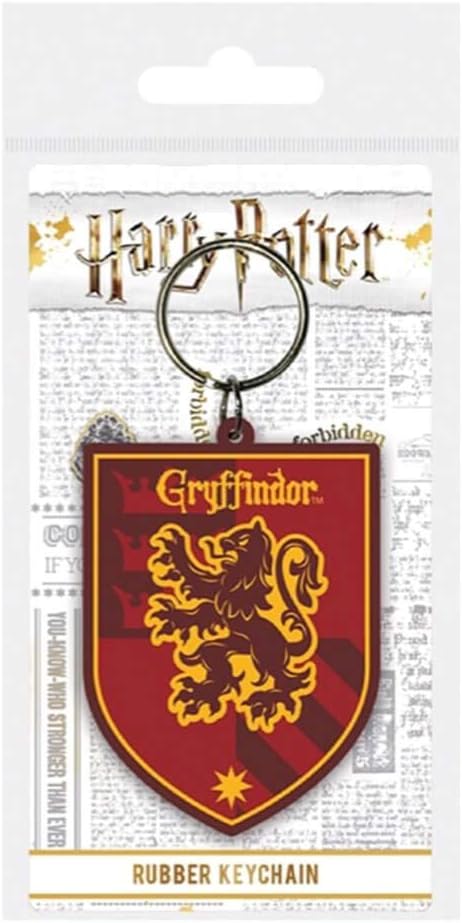 HARRY POTTER Gryffindor Crest Rubber Keyring - Official Merchandise