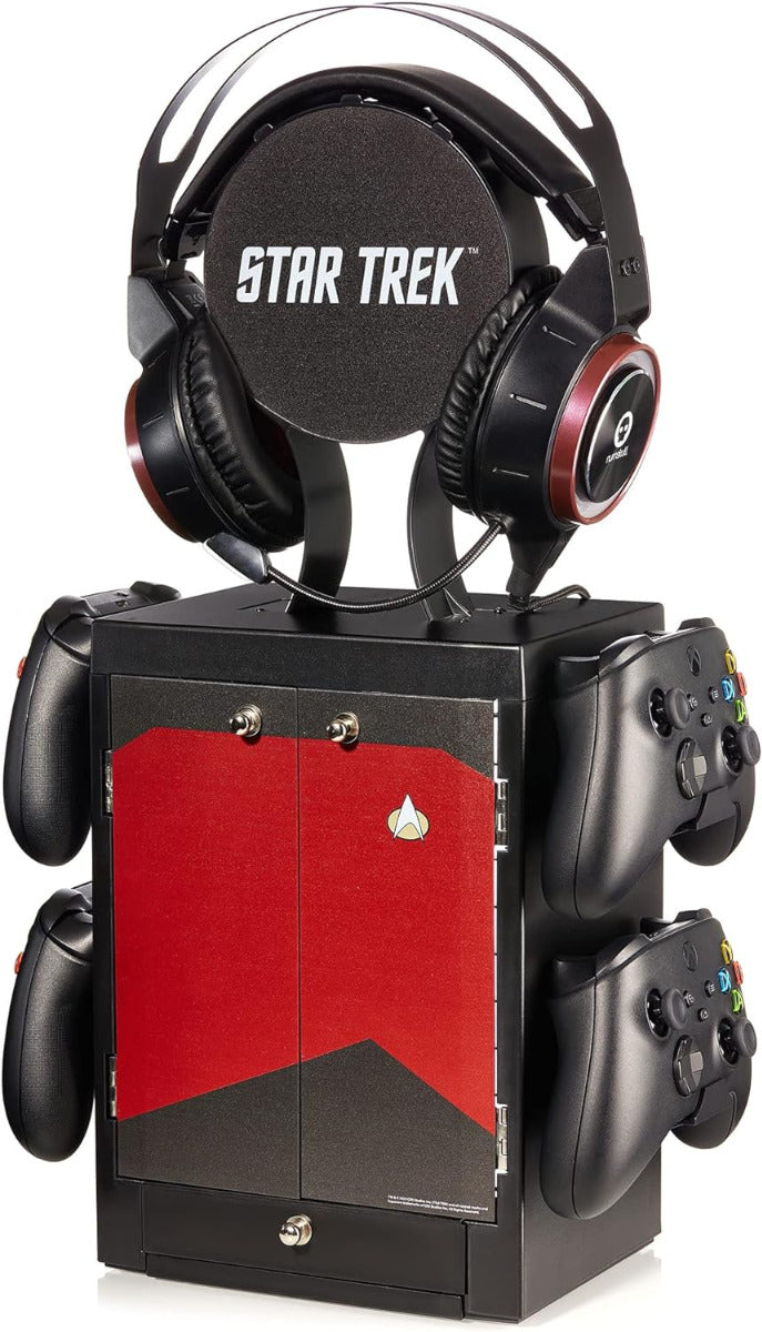 Numskull Red Gaming Locker, Controller Holder, Headset Stand for PS5, Xbox Series X S, Nintendo Switch-Official Star Trek Merchandise