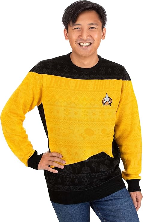 Official Star Trek Yellow Unisex Knitted Jumper - XXL
