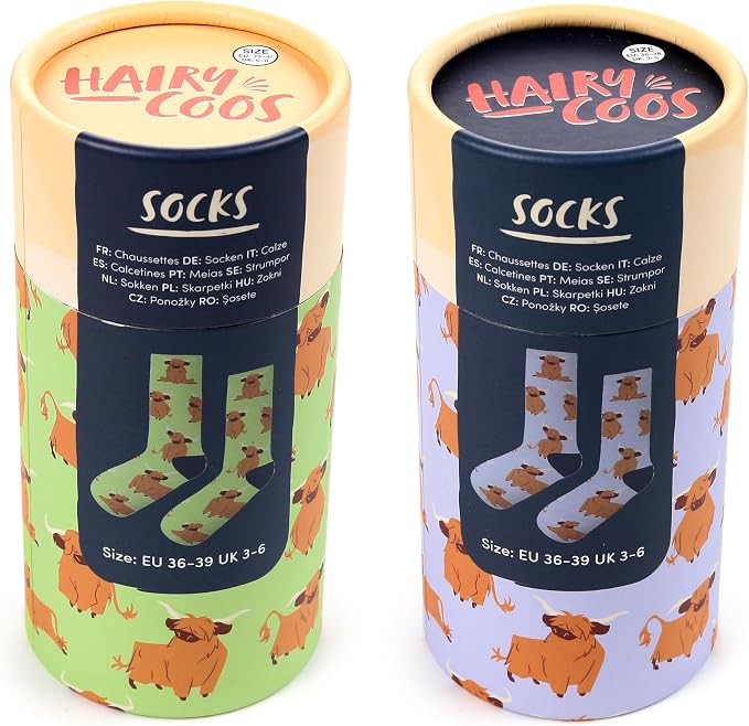 Hairy Coo Highland Coo Socks in a Tube ***(1 SUPPLIED)***