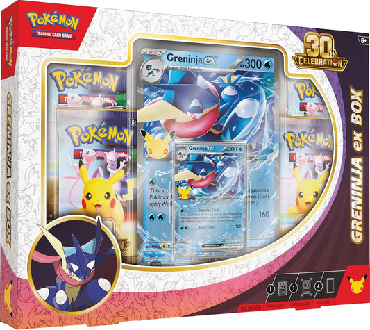 Pokémon TCG: 30th Celebration—Greninja ex Box (1 Foil Promo Card, 1 Foil Oversize Card & 4 Booster Packs)