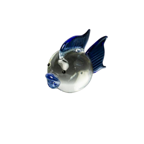 Miniature Glass Fish ornament, blue/clear, 5cm