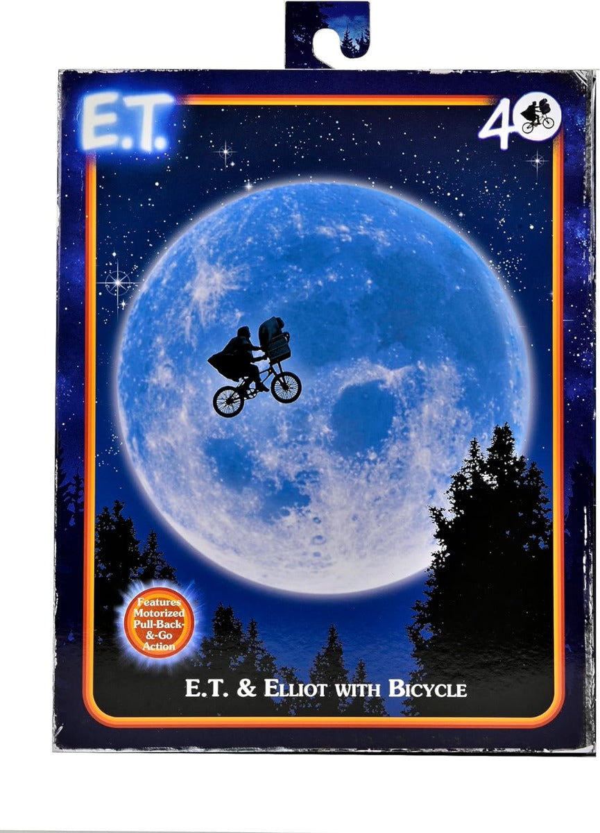 NECA Collectible figure E.T. Extraterrestrial and ELLIOTT with Bicycle and a Moon mini Poster - 40th anniversary