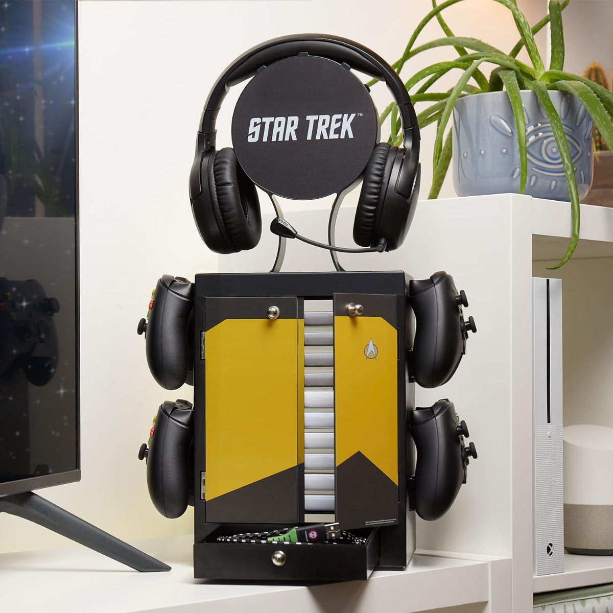 Numskull NS3351 Yellow Gaming Locker, Controller Holder, Headset Stand for PS5, Xbox Series X S, Nintendo Switch-Official Star Trek Merchandise