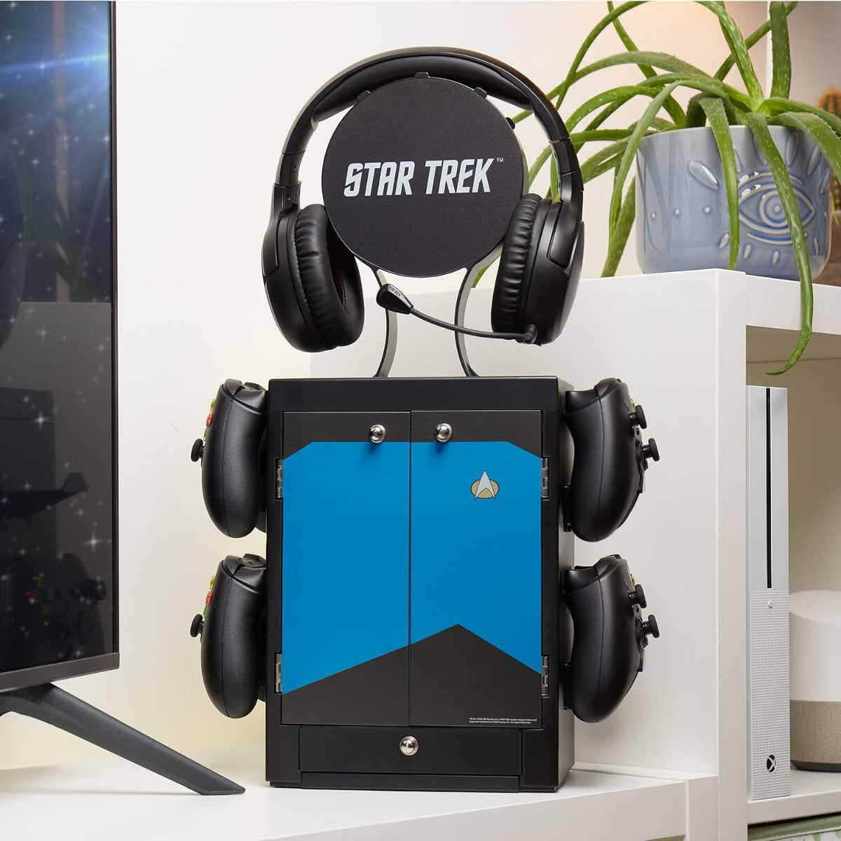 Numskull Blue Gaming Locker, Controller Holder, Headset Stand for PS5, Xbox Series X S, Nintendo Switch-Official Star Trek Merchandise