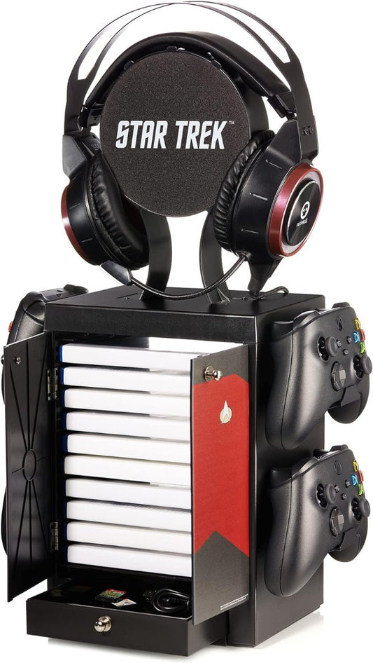 Numskull Red Gaming Locker, Controller Holder, Headset Stand for PS5, Xbox Series X S, Nintendo Switch-Official Star Trek Merchandise