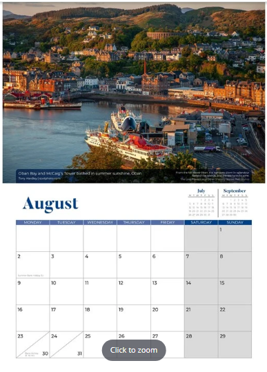 The Oban Times, West Highland A4 Calendar 2027