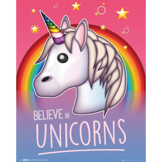 GB eye Emoji, Believe in Unicorns, Mini Poster 40x40 cm, Various