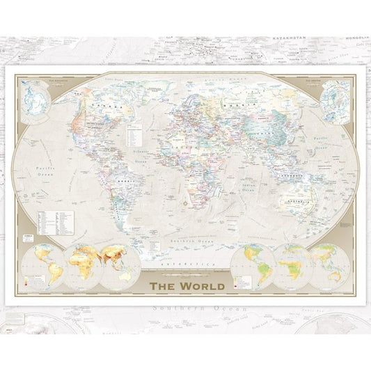 GB eye World Map Tripel Projection Mini Poster, Wood, Multi-Colour, 40 x 50 cm