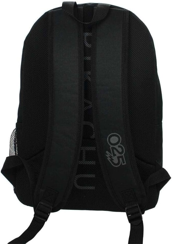 Pokemon Pikachu 25 Character Black Sport Backpack School Gym Bag - Size 45cm (H) x 31cm (W) x 11cm (D)