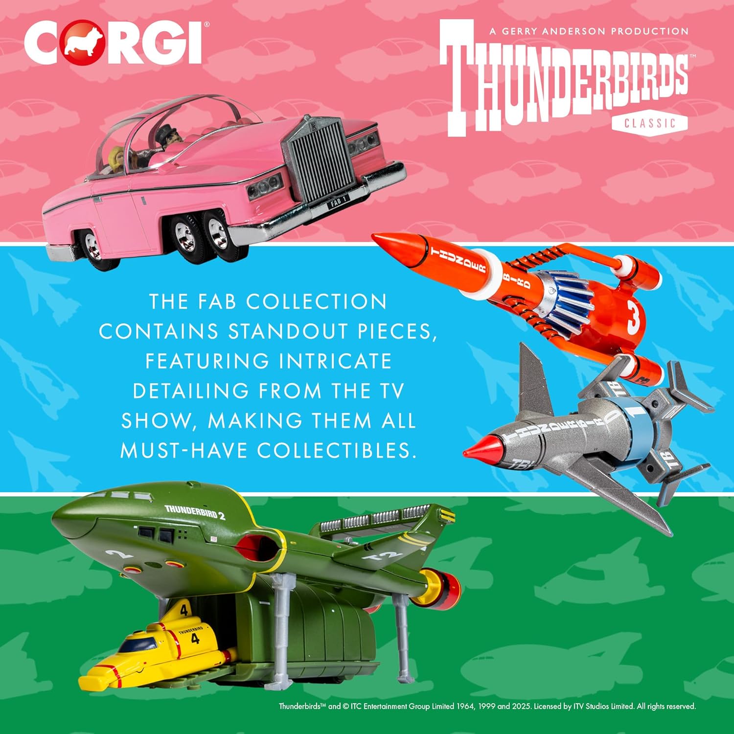 Corgi Diecast Model Cars - Thunderbirds F.A.B. Collection Thunderbird 1 and 3