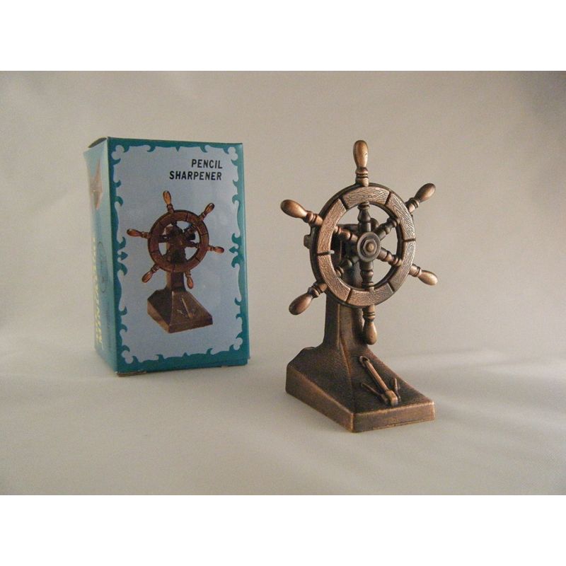 SHIPS WHEEL DIE-CAST ANTIQUE STYLE NOVELTY PENCIL SHARPENER