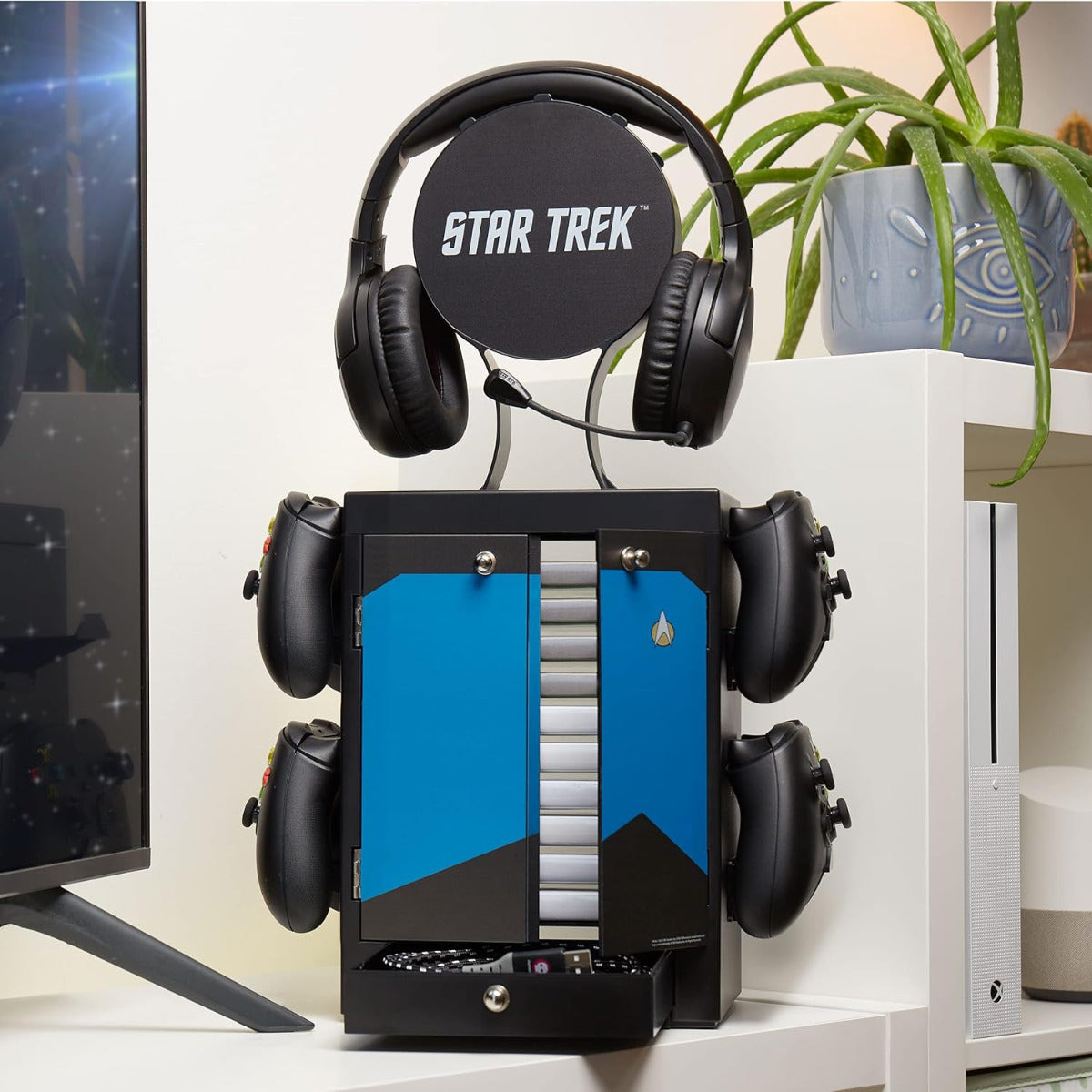 Numskull Blue Gaming Locker, Controller Holder, Headset Stand for PS5, Xbox Series X S, Nintendo Switch-Official Star Trek Merchandise