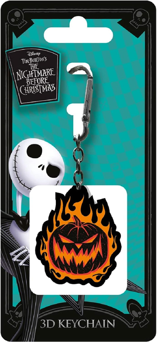 Pyramid International The Nightmare Before Christmas Keyring (Flaming Pumpkin Design) Keychain with Clip, Great Nightmare Before Christmas Gifts - Official Merchandise