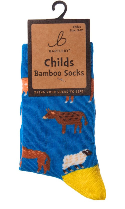 Childs Funky Bamboo Socks - Farmyard Friends - Assorted Sizes