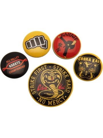 Cobra Kai No Mercy 5 Piece Button Badge Set